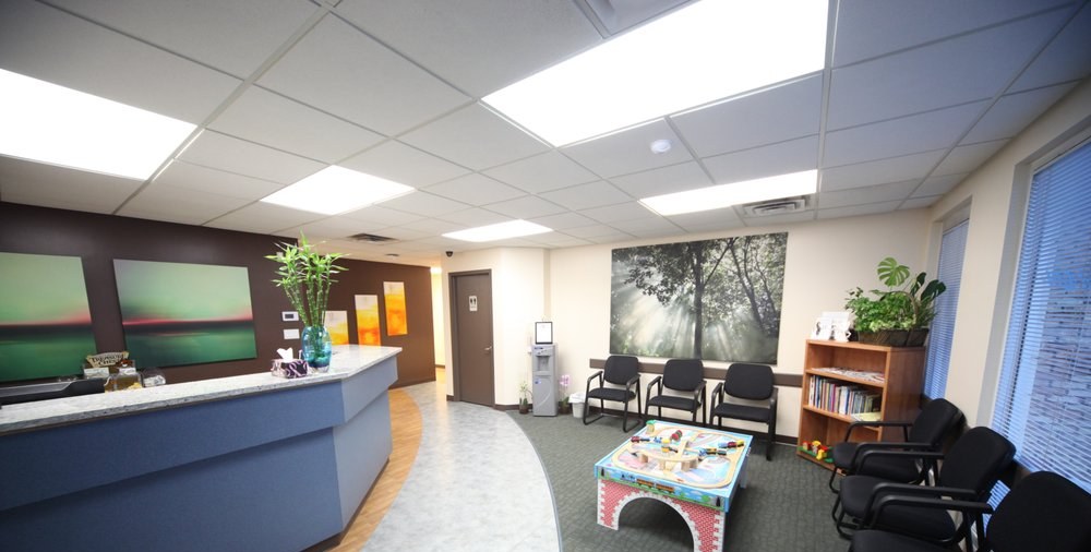 Reception and waiting area at Al Care Dental in Leduc